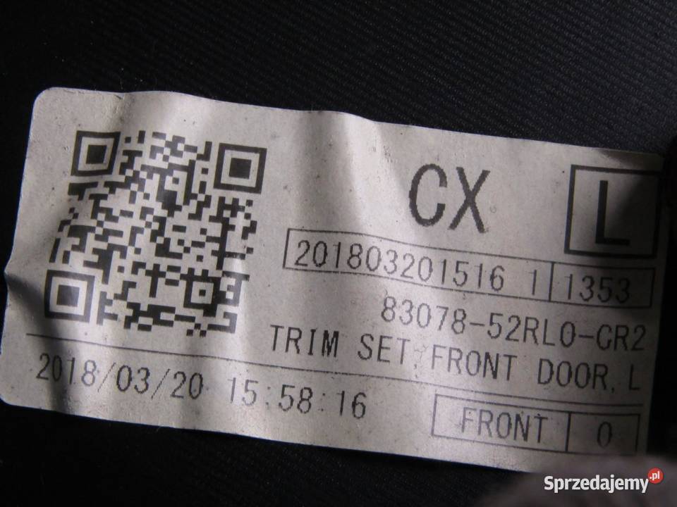 BOCZEK TAPICERKA DRZWI LEWY PRZÓD SUZUKI SWIFT sprzedam