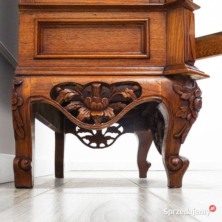 Serwantka WITRYNA orzechowa nóżki BIBLIOTECZKA