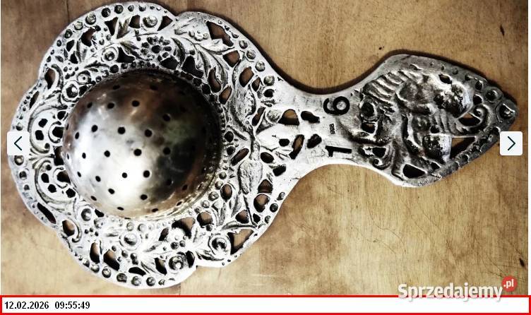 Srebrne sitko do herbaty z motywem puttów1900r Zgorzelec