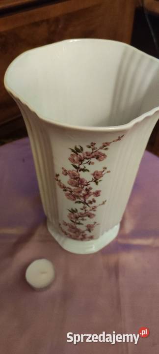 Duży wazon kolumnowy pnące róże porcelana