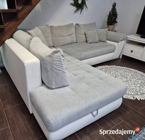 Narożnik Sofa Kanapa Carl II LUX BRW biały szary Turek