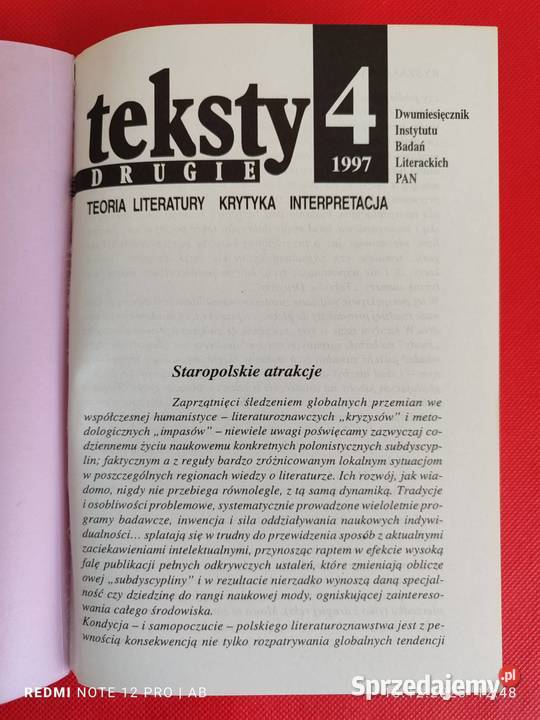 Teksty Drugie 4 46 1997 Gry ze staropolszczyzną Rok wydania 1997 Katowice