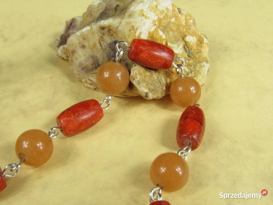 Naszyjnik kolczyki zestaw niebieski czerwony Katowice