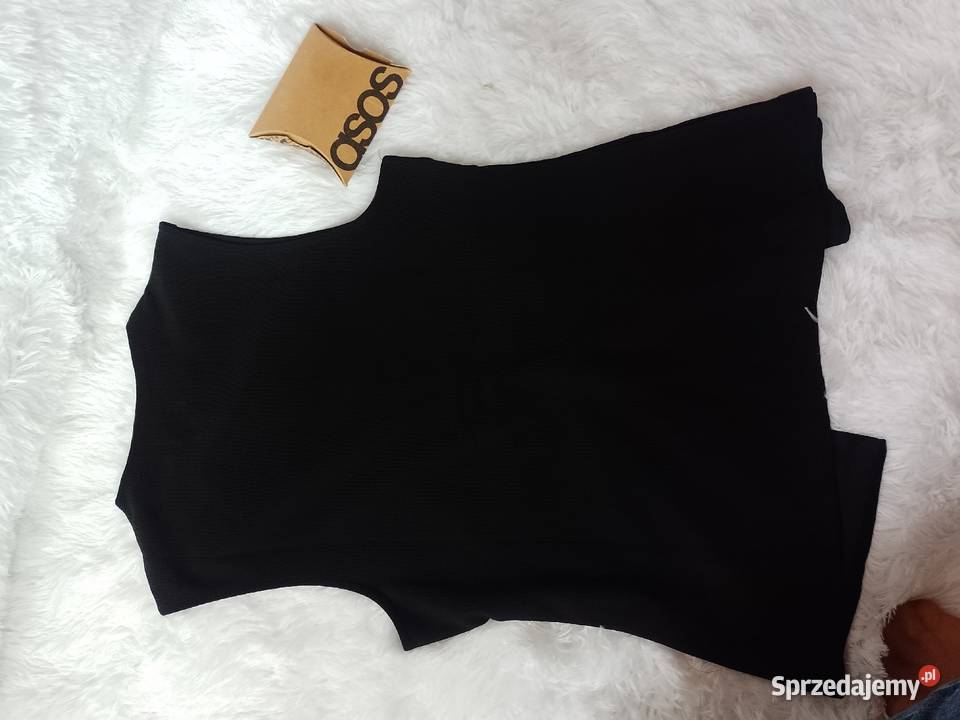 4042 LXL ASOS Design Czarna prążkowana Kamizelka Kraków
