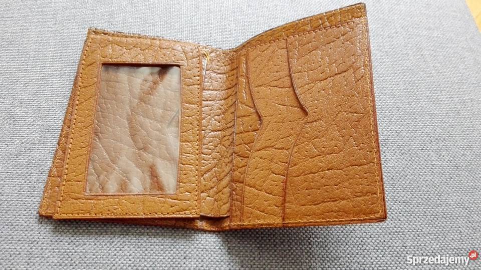 Pamiątki z PRL DUŻY SKÓRZANY PORTFEL BEŻ