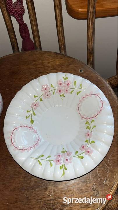 Misa i dzbanek Biała gruba porcelana z bukietem Gdańsk