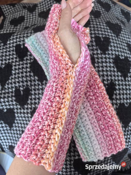 Rękawiczki bez palców mitenki handmade damskie Wrocław