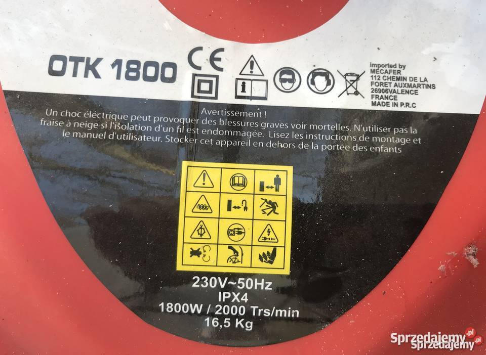 Odśnieżarka elektryczna 1800 W Pług do Kraków