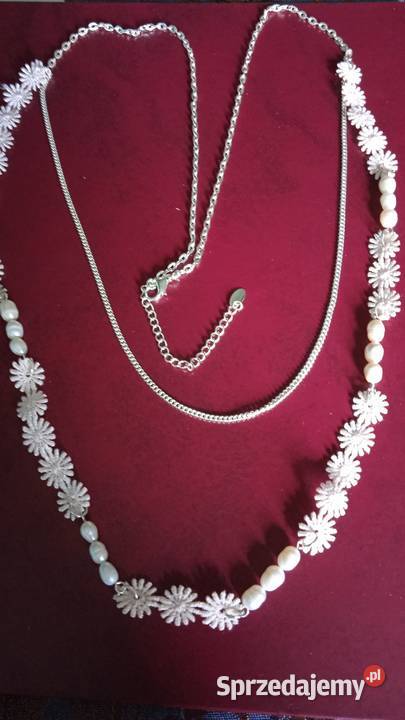 SREBRZONY NASZYJNIK Z PERŁAMI HODOWLANYMI Piła