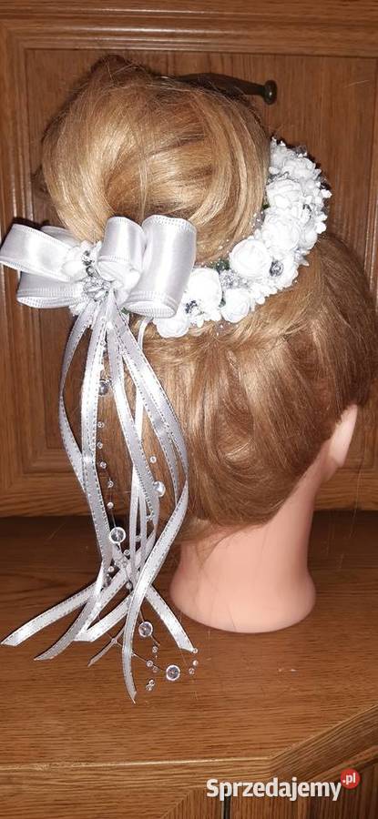 Wianek komunijny bialo srebrny na kok Borów