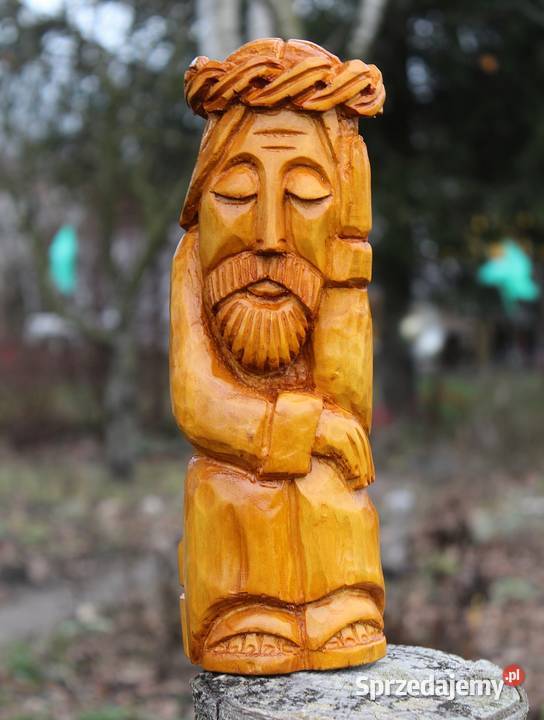 Jezus frasobliwy rzeźba ludowa Gniezno