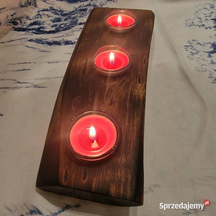 Świecznik bukowy opalany DeepWax żywica 3 Sępopol