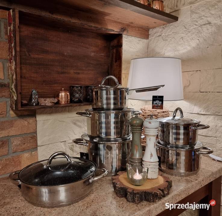 Garnki nierdzewne komplet 6 sztuk 6 pokrywek małopolskie Kraków
