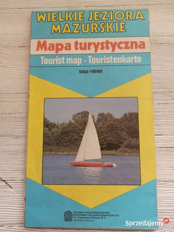 Mapa turystyczna Wielkie Jeziora Mazurskie 1993 Bielsko-Biała