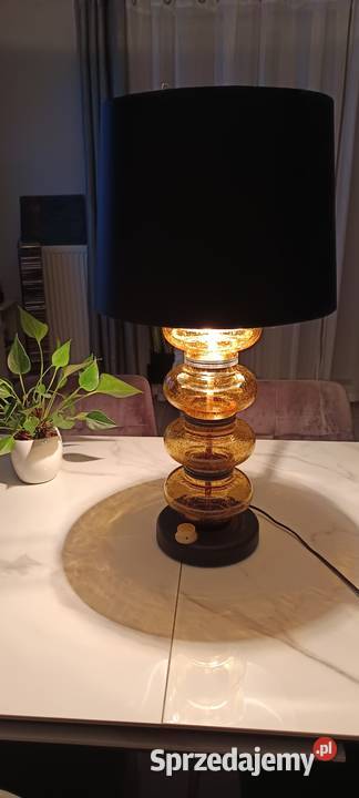 Duża miodowa jednopunktowa szklana lampa śląskie Chorzów