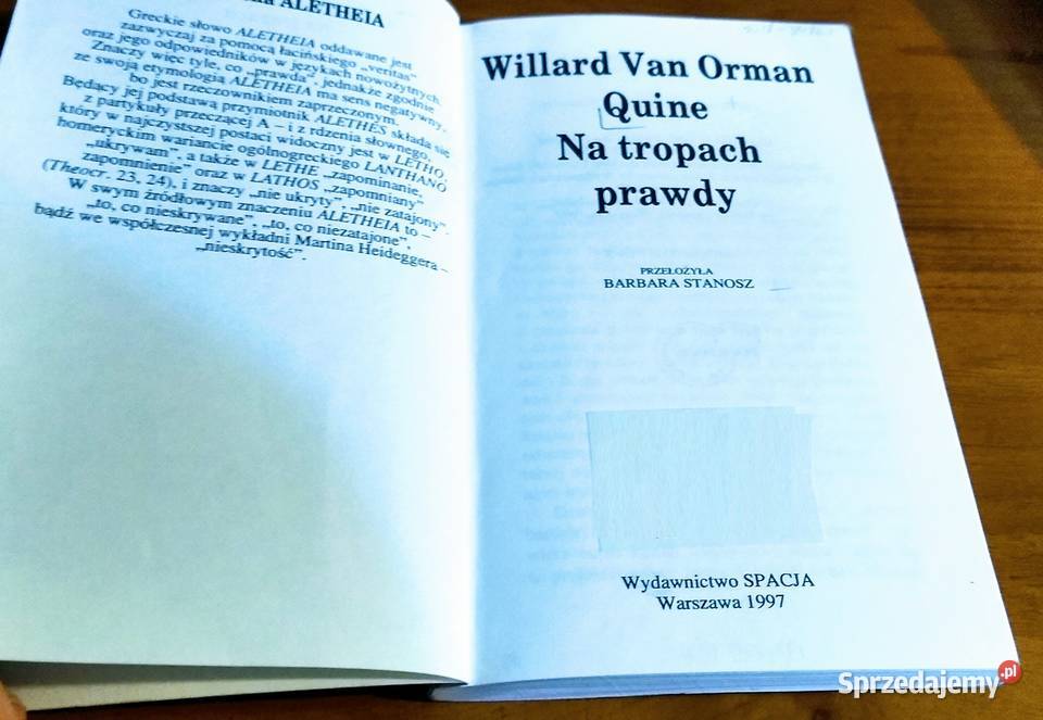 Na tropach prawdy Willard Van Orman Quine pomorskie Gdańsk
