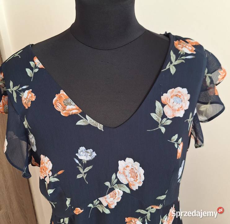 Zestaw długa sukienka midi asymetryczna 2 sztuki niebieski Kraków