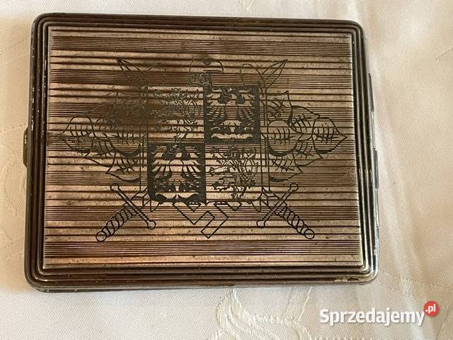 Platerowana papierośnica z herbem Czechosłowacja małopolskie