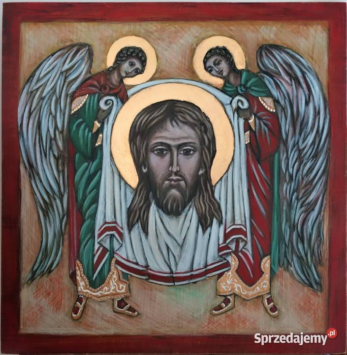 Ikona pisana Zwiastowanie 50 x 50 Malarstwo zachodniopomorskie Szczecin