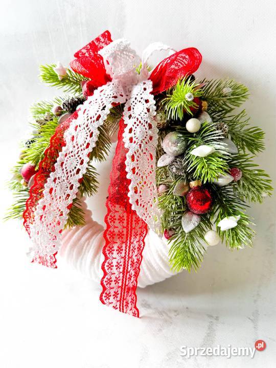 Wianek świąteczny czerwony rozmiar M Zielona Góra