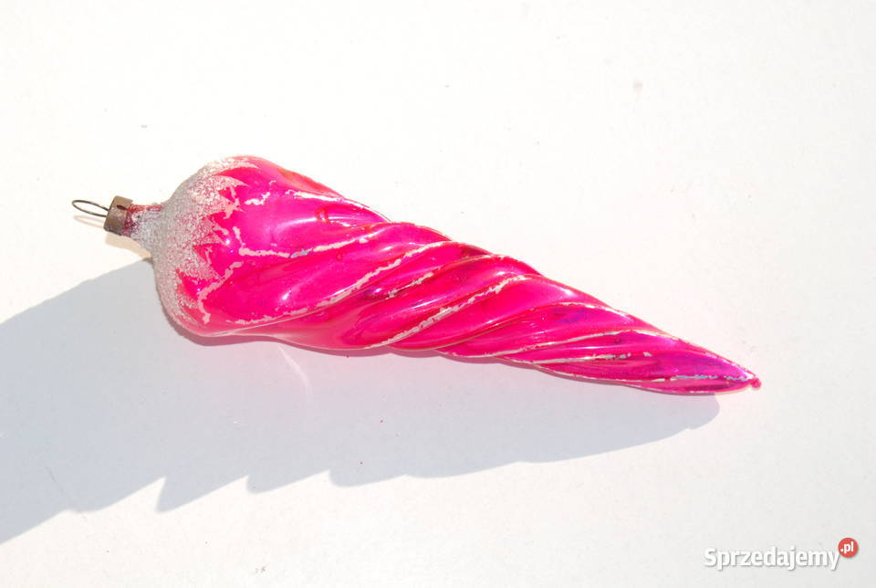 Stara ozdoba choinkowa bombka sopel różowy Cieszyn