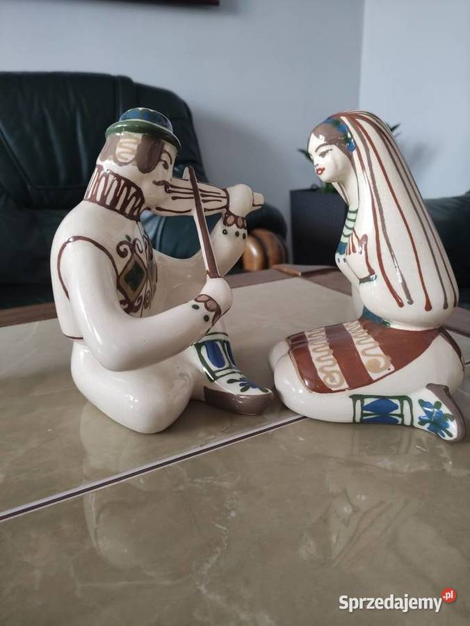 Figurki Hucułów Majolika Lwowska ręcznie Janów