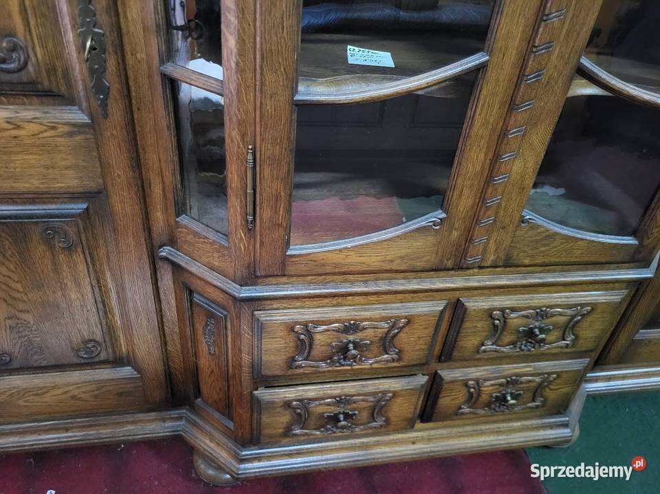Piękny kredens dębowy lity ciemny dąb biblioteka Sypniewo sprzedam