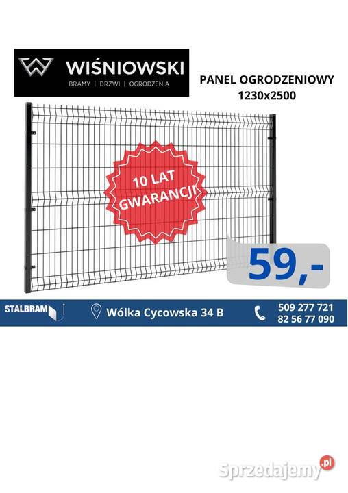 Panel ogrodzeniowy 1230x2500 Wiśniowski 4 mm Wólka Cycowska