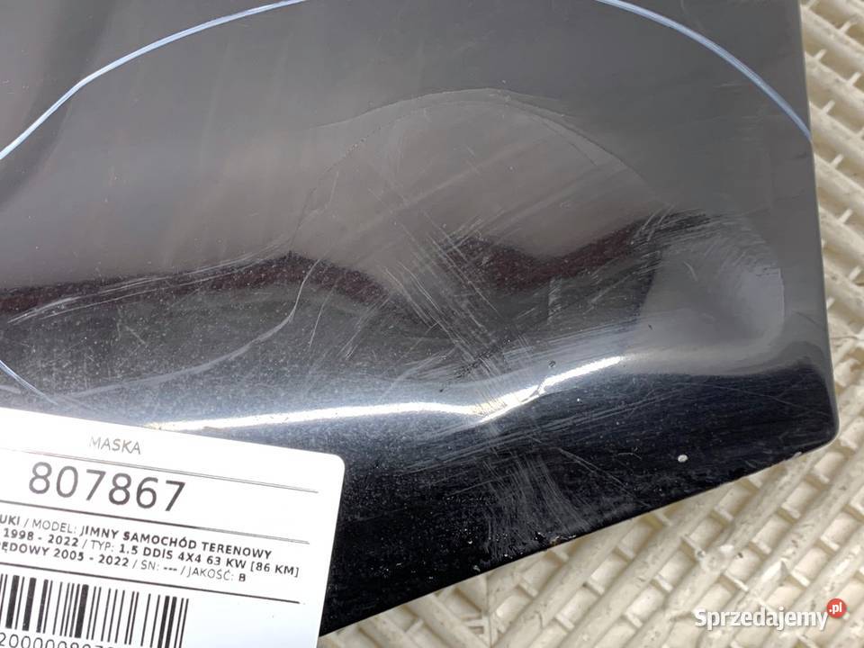 MASKA SUZUKI JIMNY III Terenowy CZARNY POKRYWA