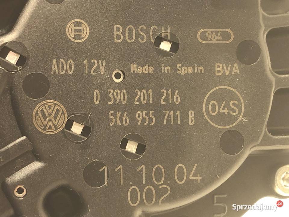 SILNIK WYCIERACZEK TYŁ VW GOLF VI 5K6955711B osobowe podkarpackie sprzedam