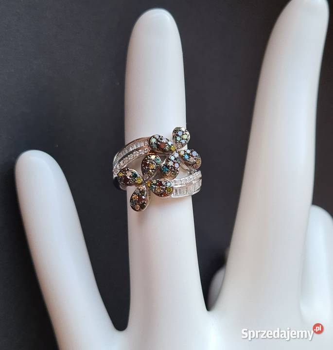 Pierścionek ze srebra 925 diamenty naturalne mazowieckie Otwock