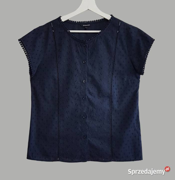 Damska bluzka granatowa bawełniana z krótkim Chrzanów