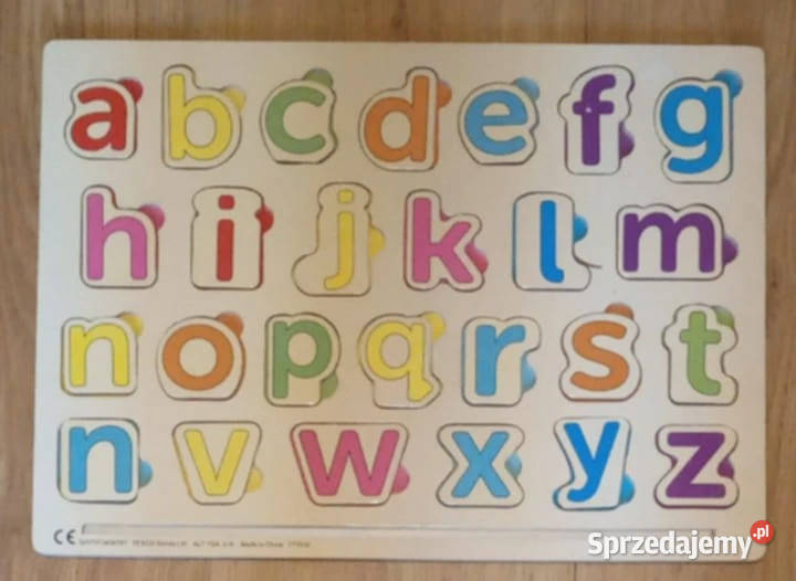 Drewniana tabliczka edukacyjna Klocki Literki łódzkie Aleksandrów Łódzki