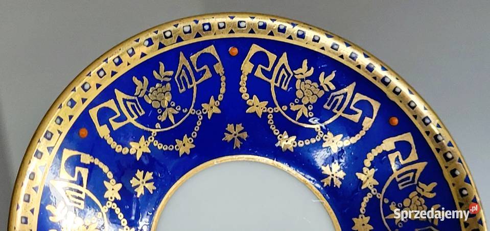 Zabytkowa neoklasyczna kobaltowa filiżanka Beyer Kraków