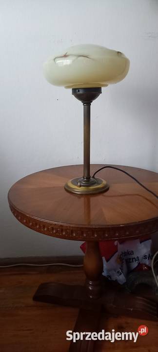 Mosiężna lampa gabinetowa klosz w marmurkowy łódzkie Skierniewice