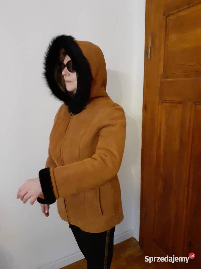 Kurtka skórzana z owczej skóry z kapturem 800 Rozmiar 38(M) Chorzów