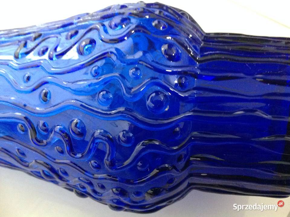 Wazon Szklany Niebieski ATAUPE Vintage lata 60