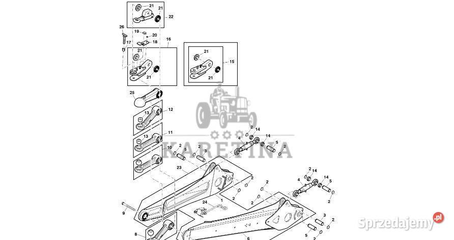John Deere 960 Zestaw ramienia DC217476 Rama Jastrzębniki