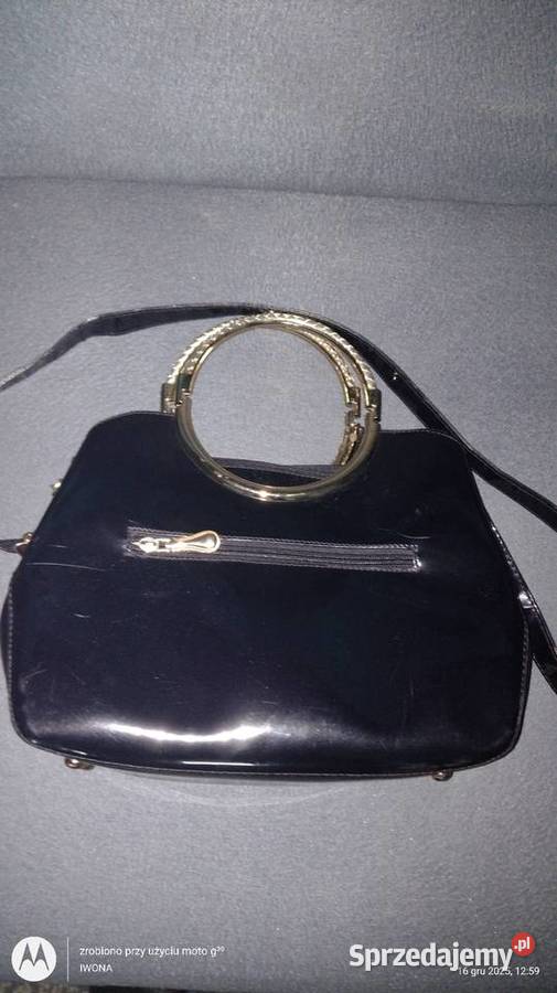Piękna czarna lakierowana torebka Simple Dla kobiet Torby i torebki Ostrów Wielkopolski