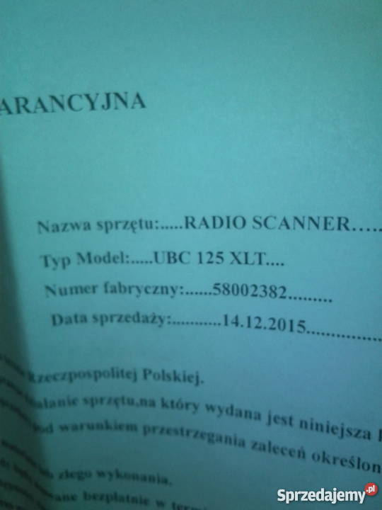 Radio cb scaner czestotliwosci uniden UBC125XLT Markowa