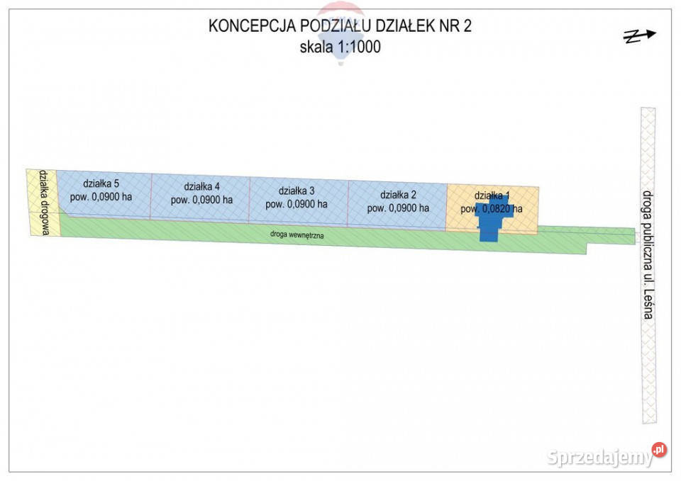 Kampinos działka do podziałudom dwupokoleniowy