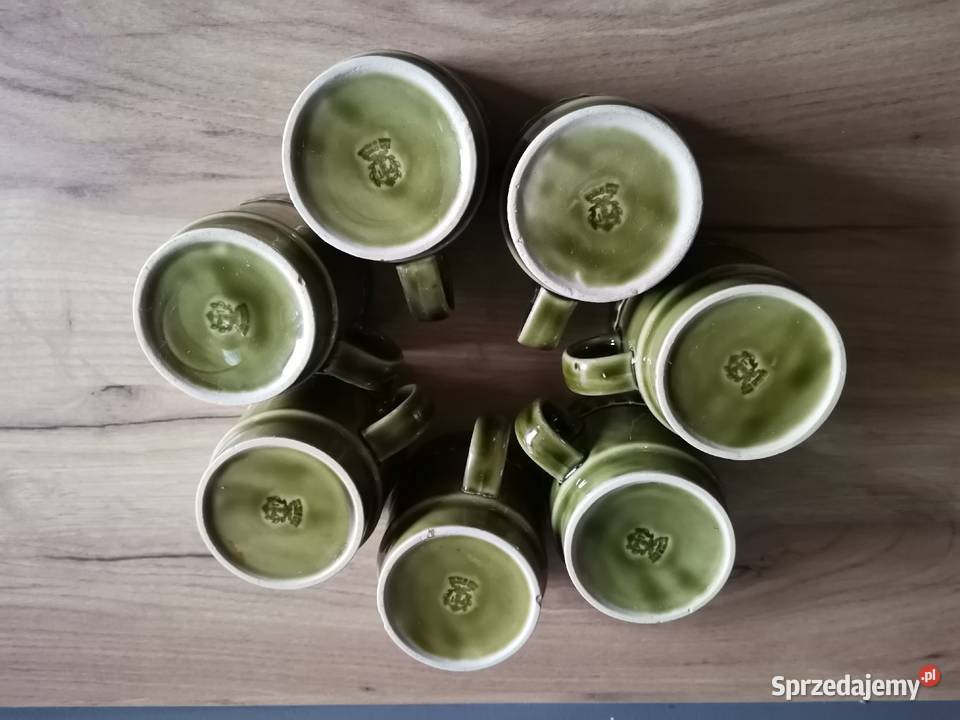 Stare nieużywane kubki 7 zielony porcelit Antyki, Sztuka, Kolekcje