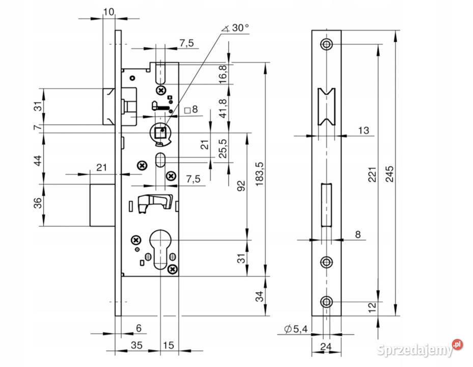 Zamek główny wilka 1438 do drzwi 9235mm Starogard Gdański