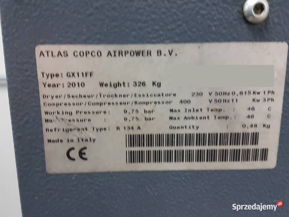 Sprężarka śrubowa Atlas Copco GX11 Wierzbica