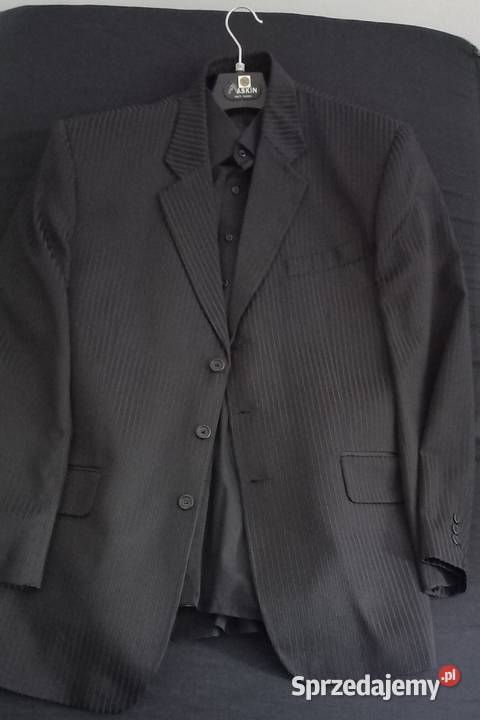Garnitur męski czarny prążki Elbląg sprzedam