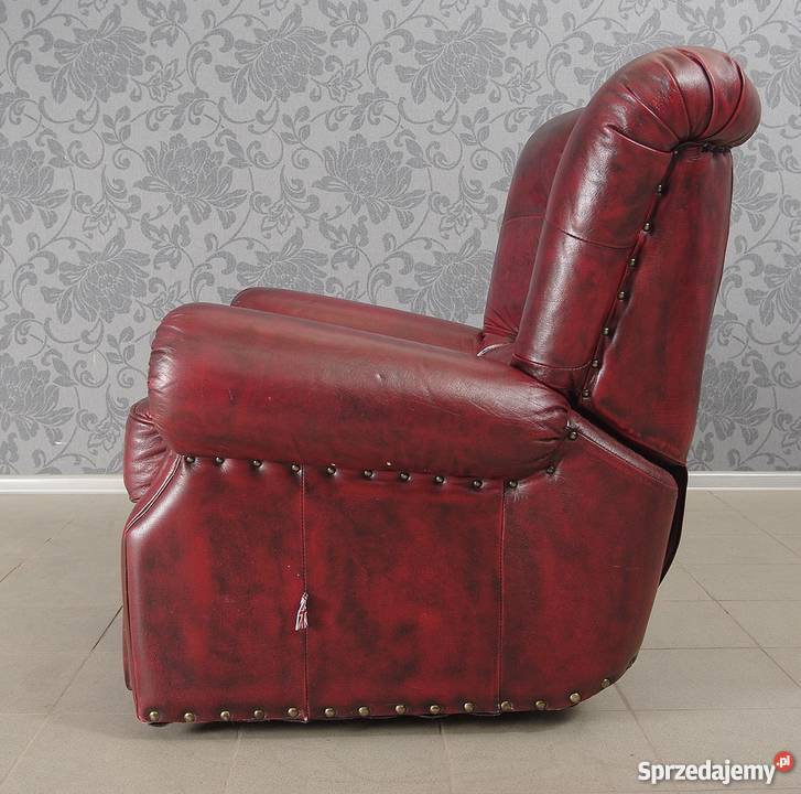 Fotel rozkładany angielski skóra naturalna 4739 Nysa