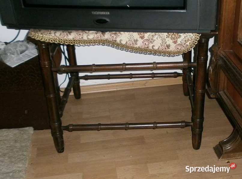 2 Stoliki drewniane ze szklanymi blatami lata 60 Kraków