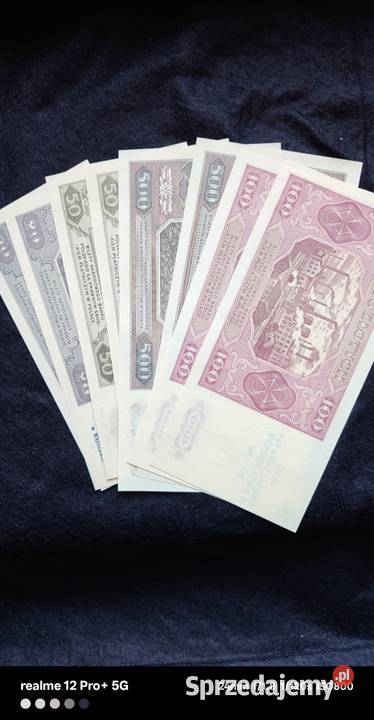 Polska zestaw 8 banknotów PRL z nadrukami
