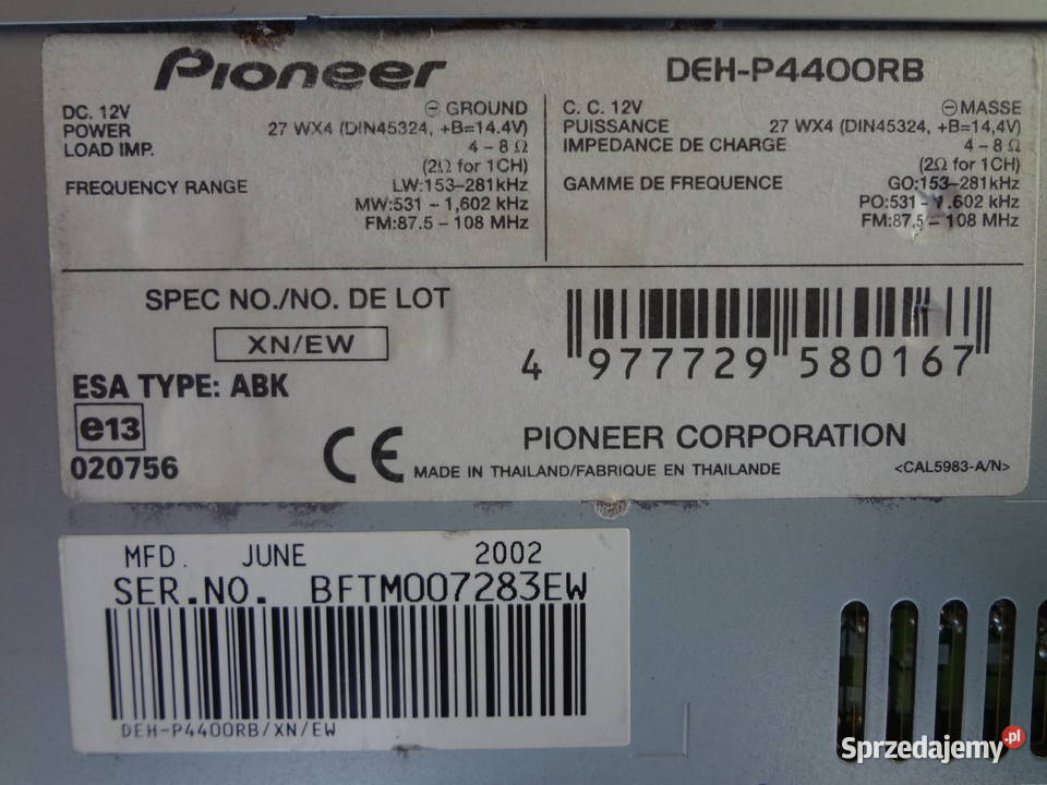 Pioneer DEHP4400RB Wrocław sprzedam