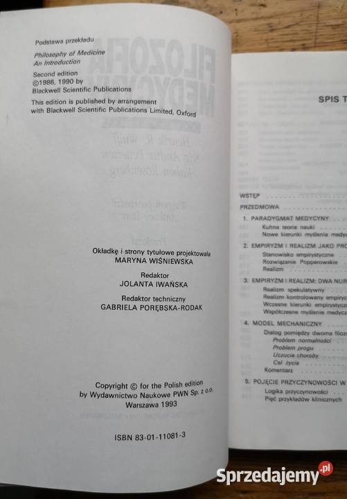 Filozofia medycyny 1993 Książki naukowe i popularnonaukowe Książki i Podręczniki śląskie Katowice